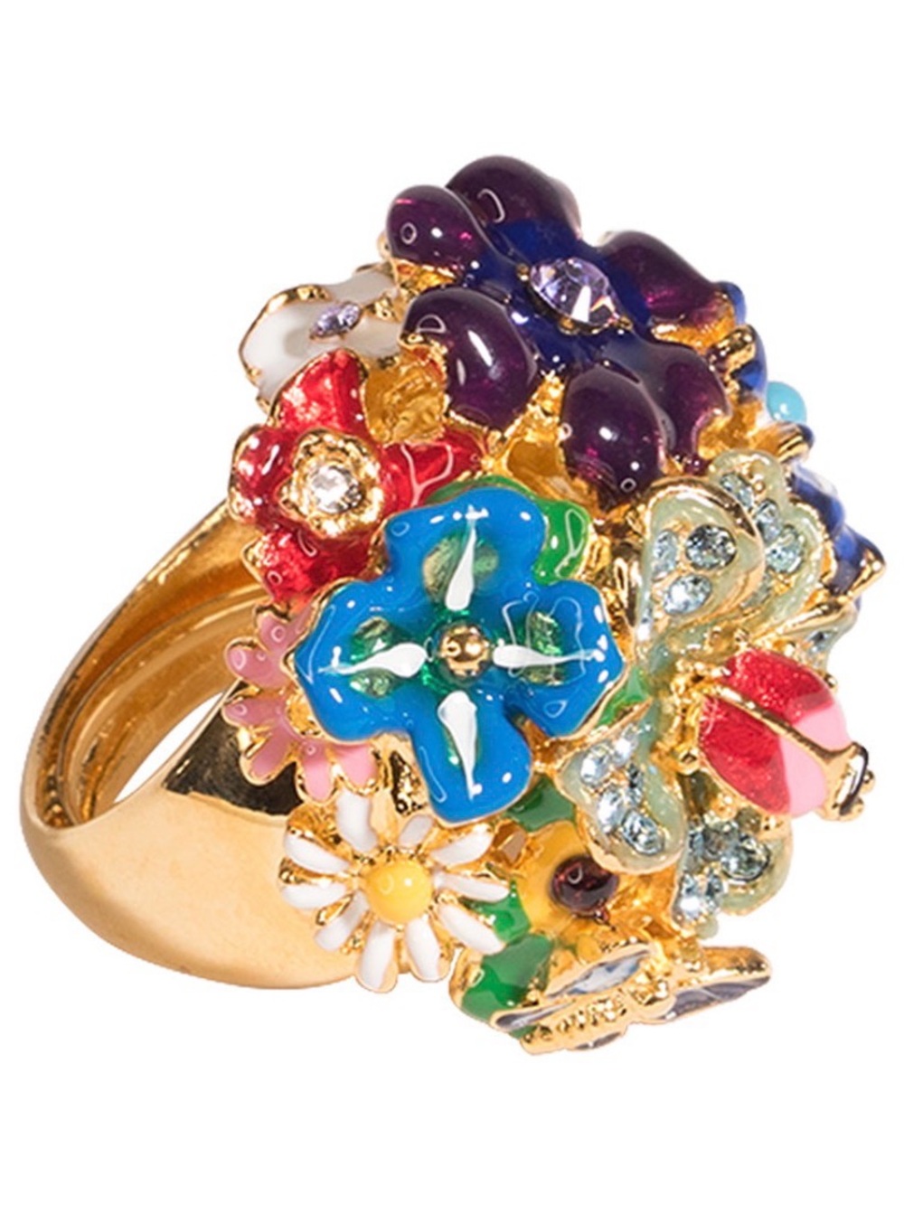 Kenneth Jay Lane Multicolored Flower Adjustable Ring, style 2184RM